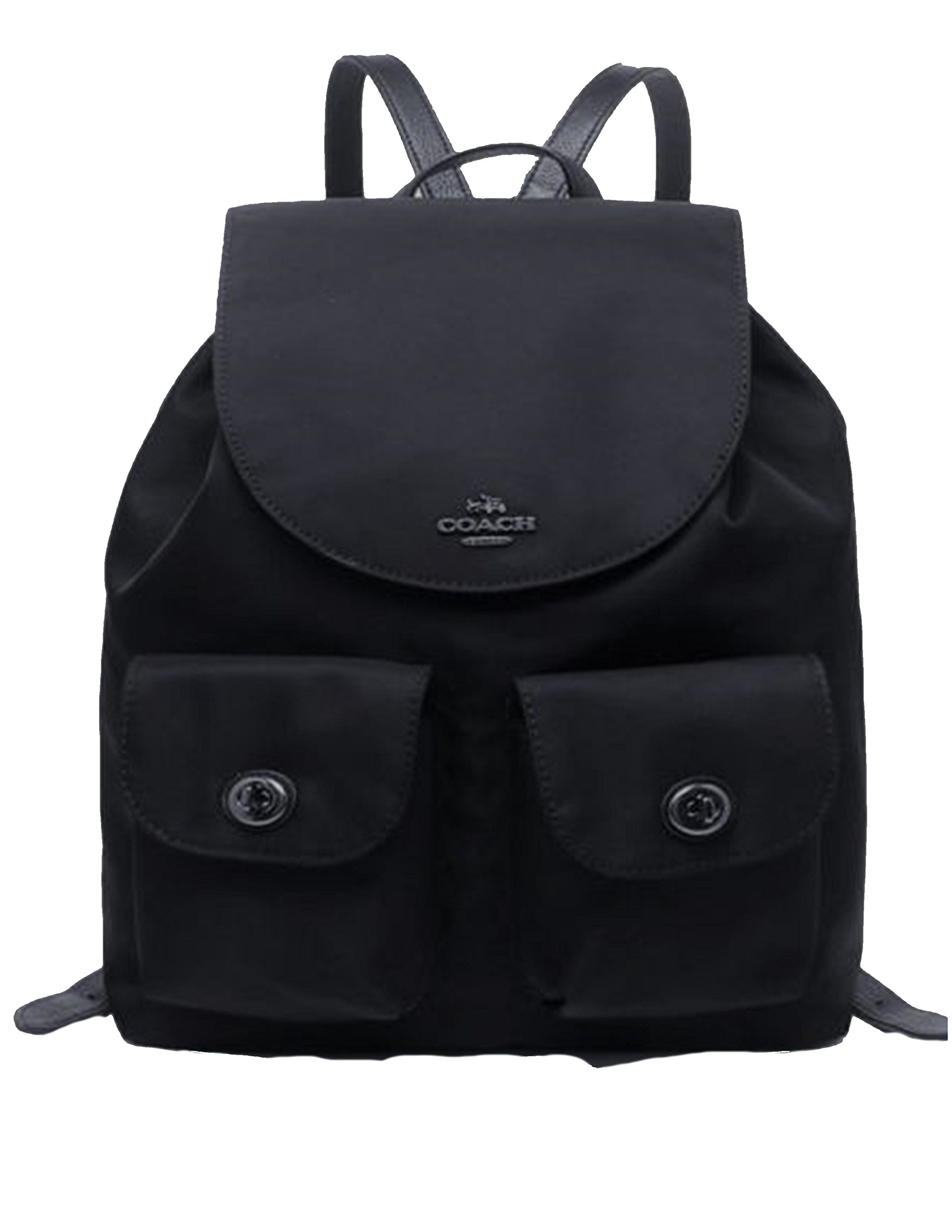 バッグ COACH Nylon Leather Backpack Black Coach Nylon Black Backpack Bookbag Bag Leather Strap | Desertcart